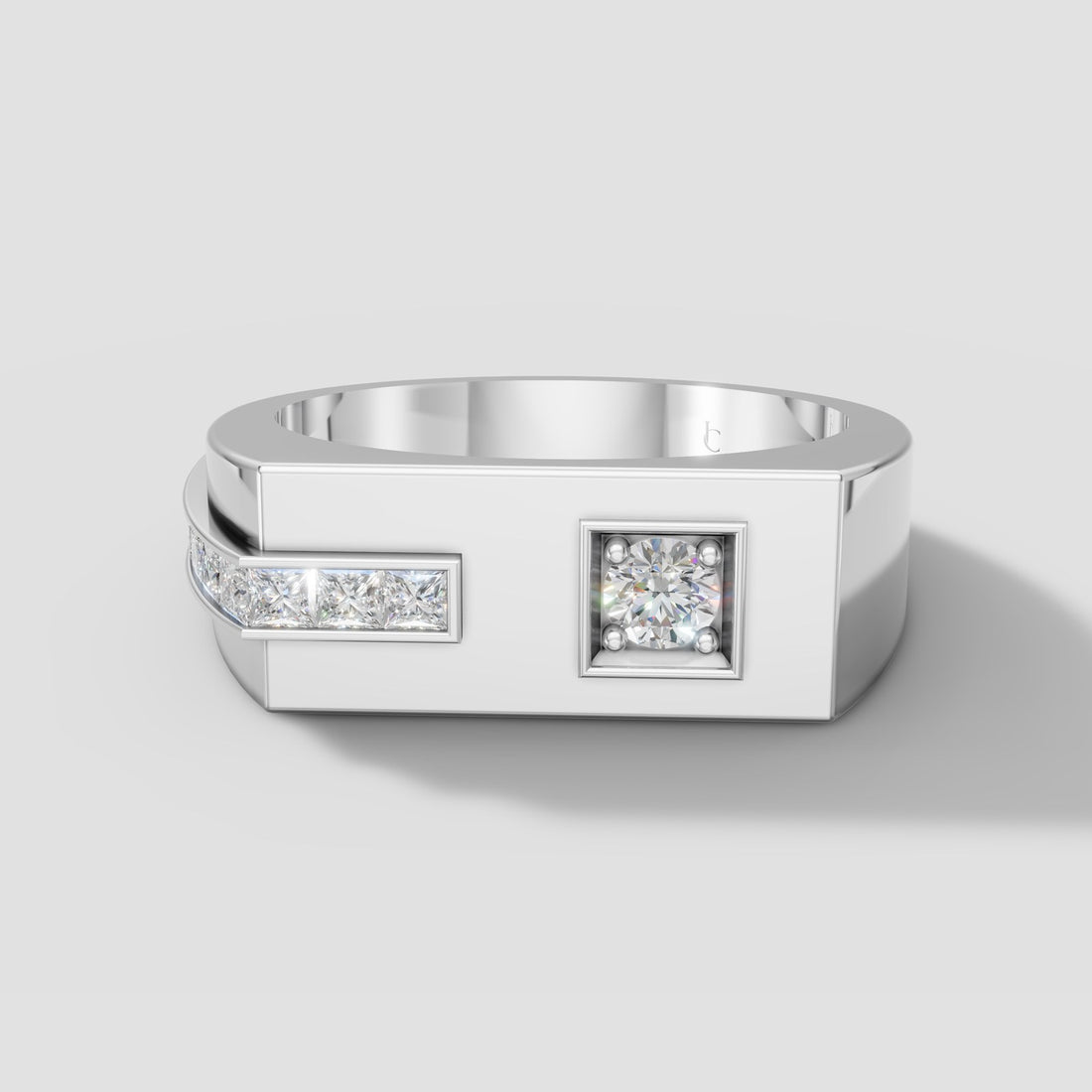 Cyrus Offset Signet in White Gold