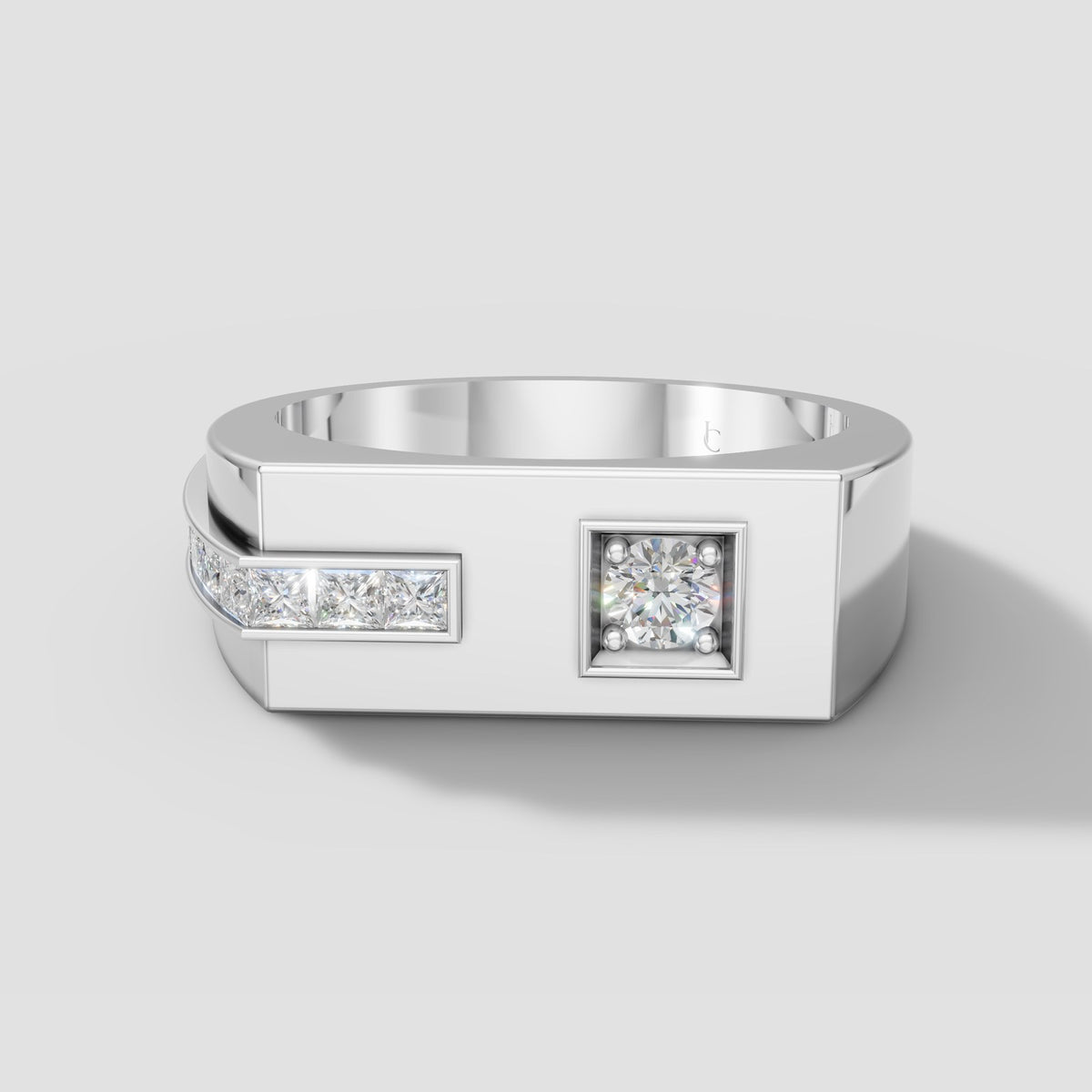 Cyrus Offset Signet in White Gold