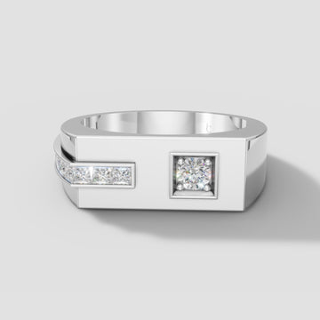 Cyrus Offset Signet in White Gold