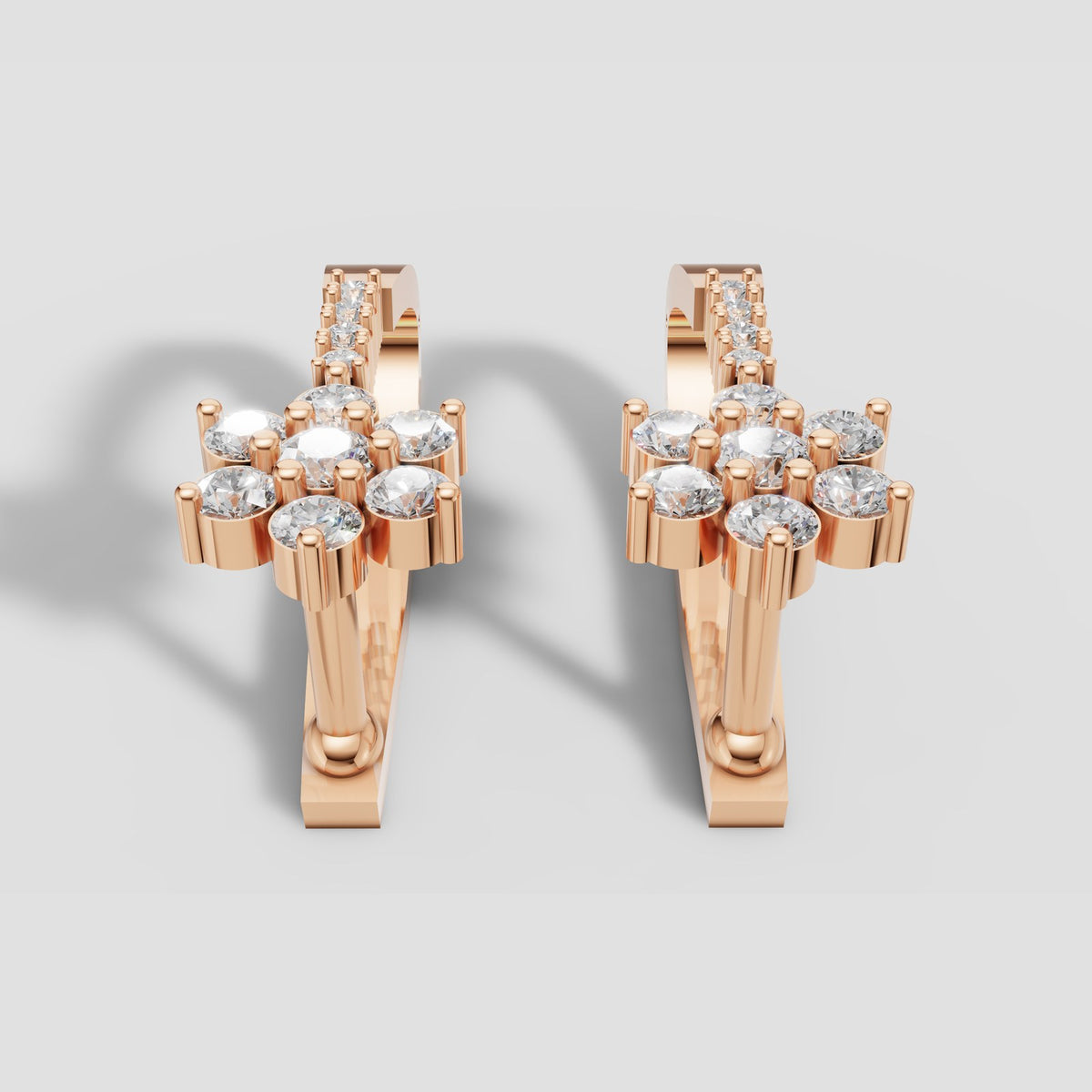 Daisy Flower Huggies in Rose Gold