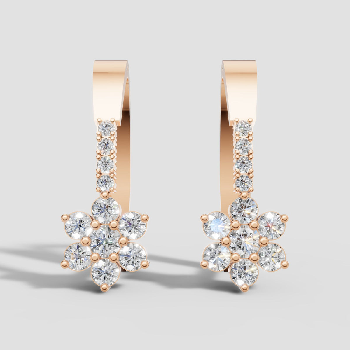 Daisy Flower Huggies in Rose Gold