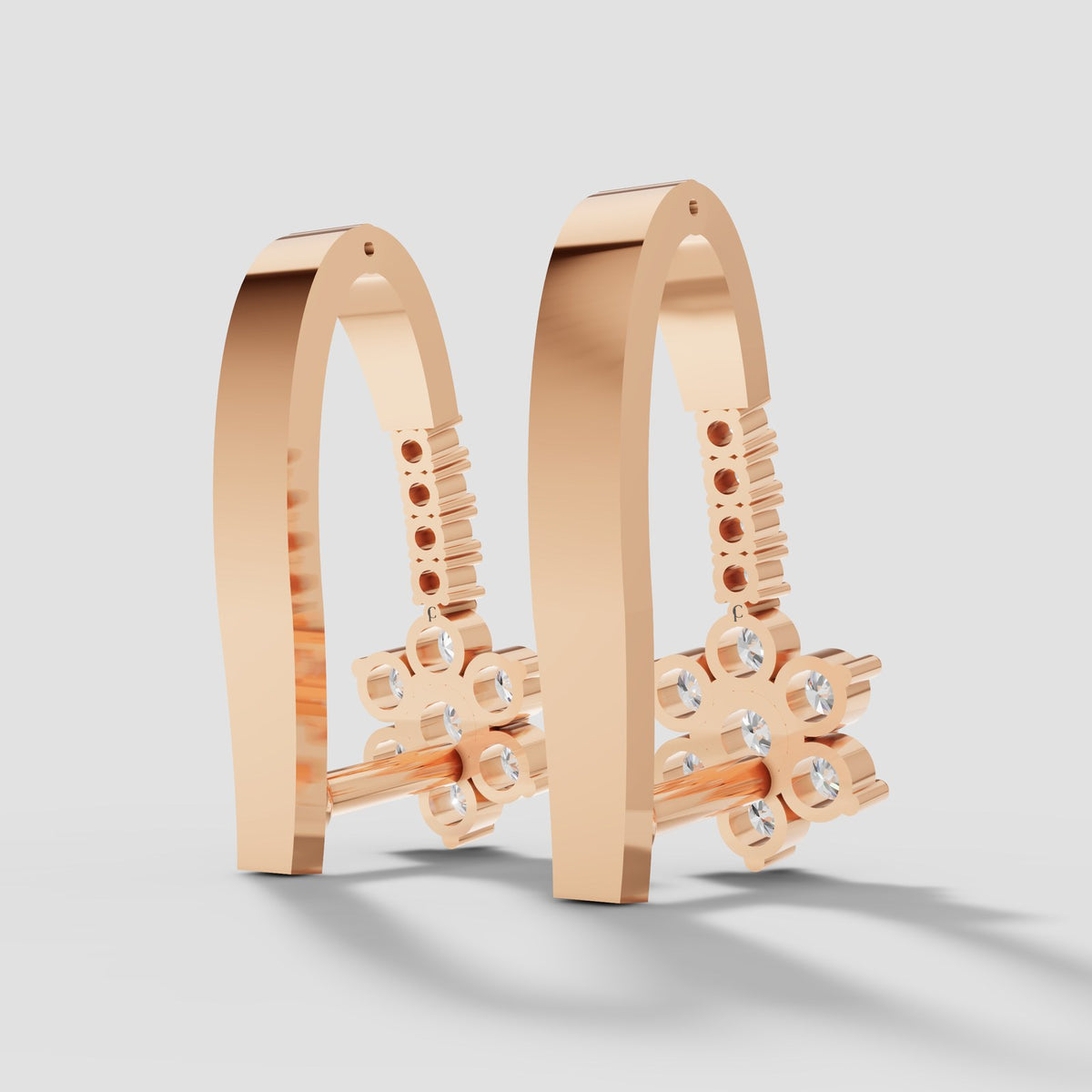 Daisy Flower Huggies in Rose Gold