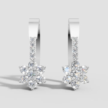 Daisy Flower Huggies in White Gold