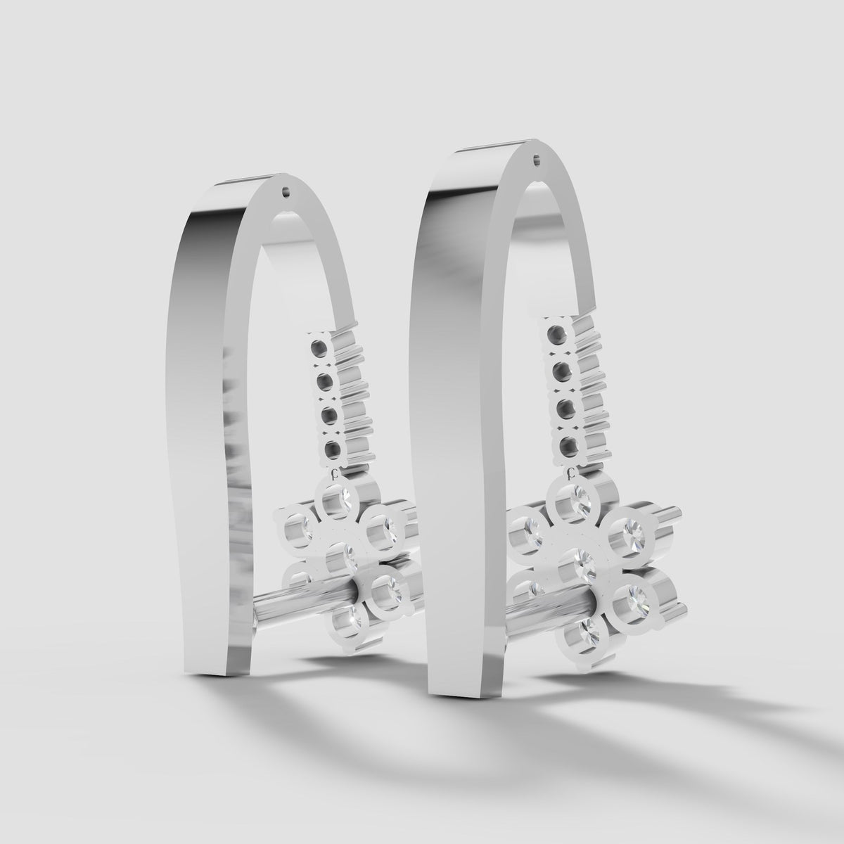 Daisy Flower Huggies in White Gold