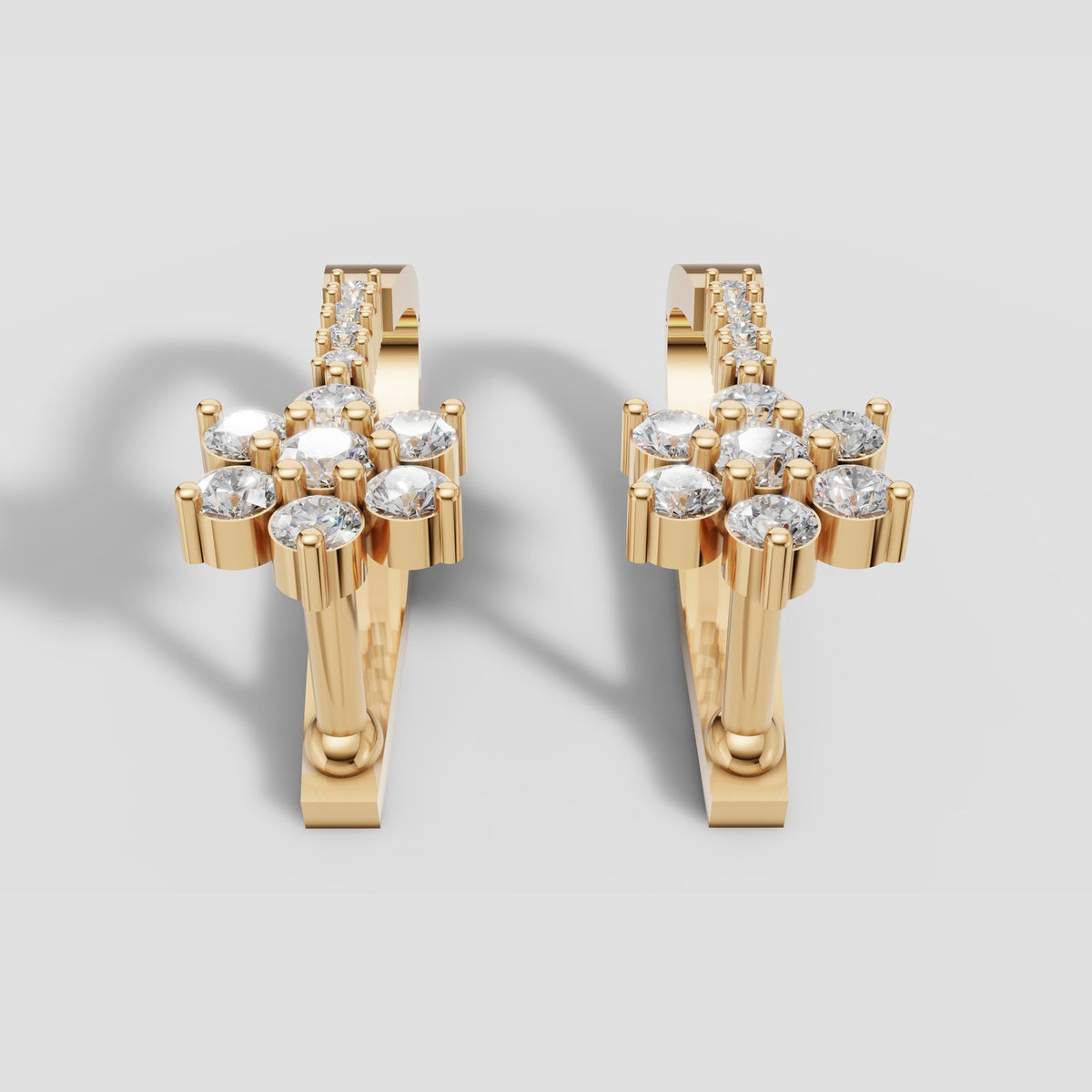 Daisy Flower Huggies in Yellow Gold