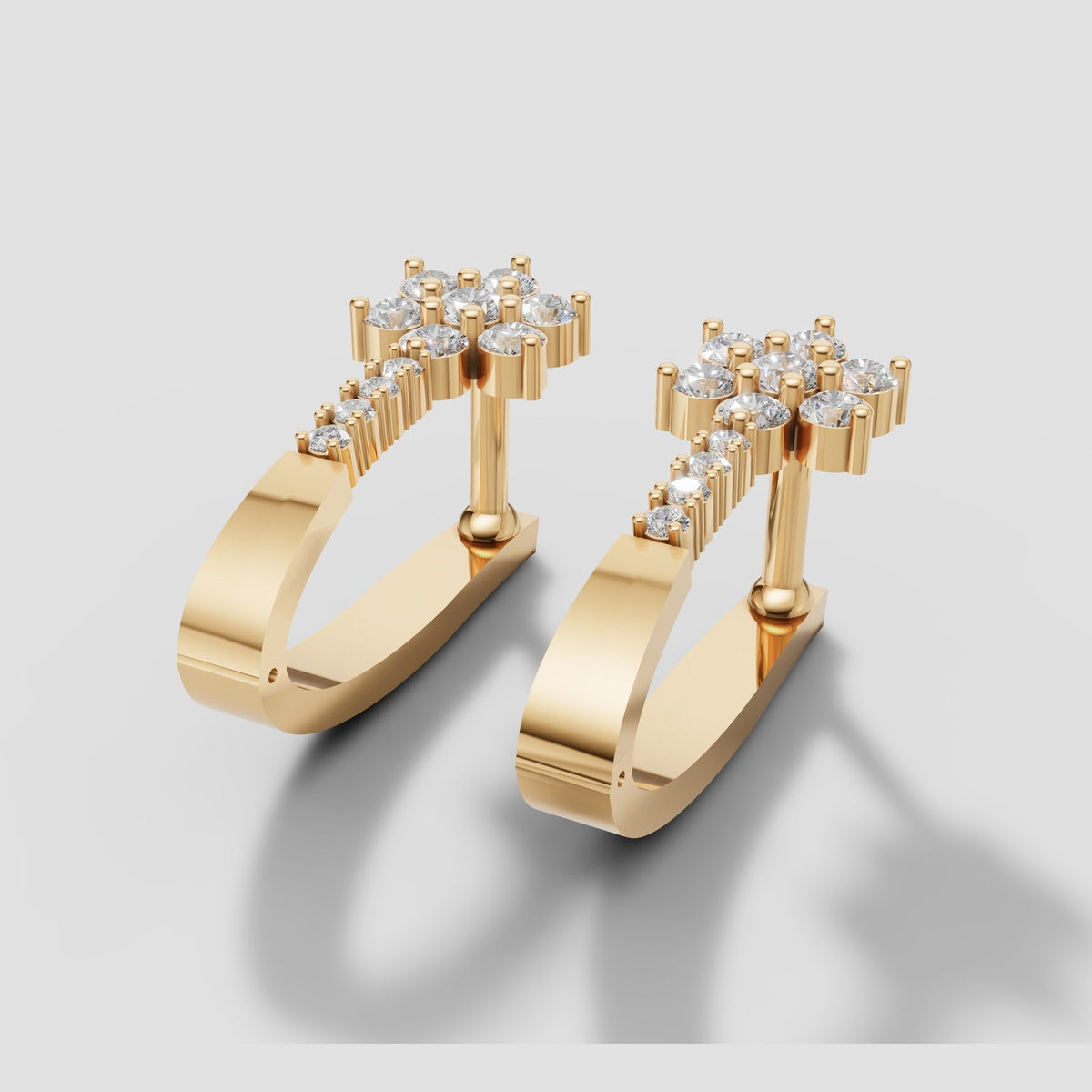 Daisy Flower Huggies in Yellow Gold