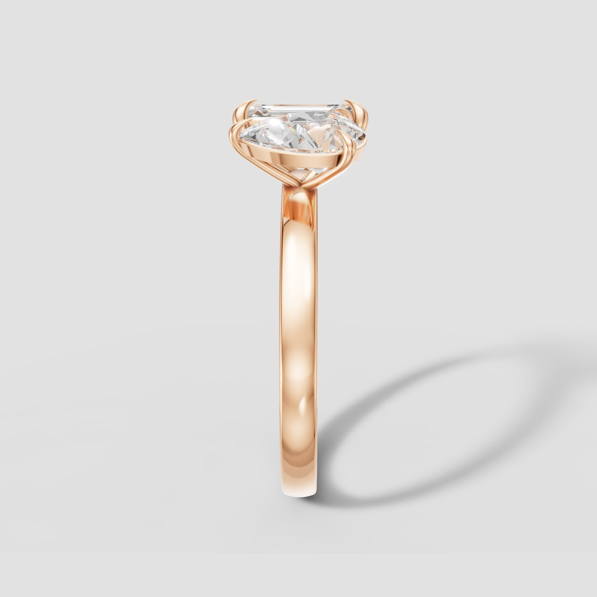 Duet Pear and Emerald Ring in Rose Gold