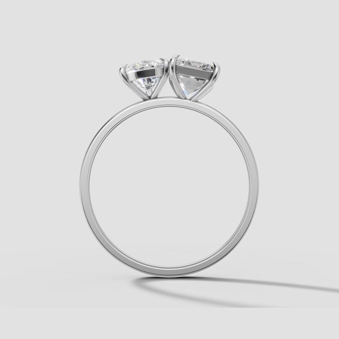 Duet Pear and Emerald Ring in White Gold