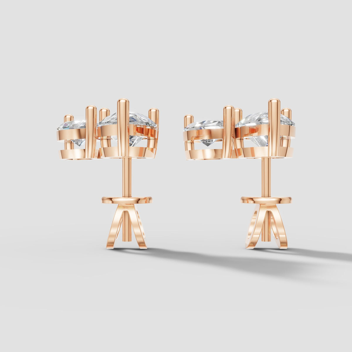 Duo Marquise and Pear Studs in Rose Gold