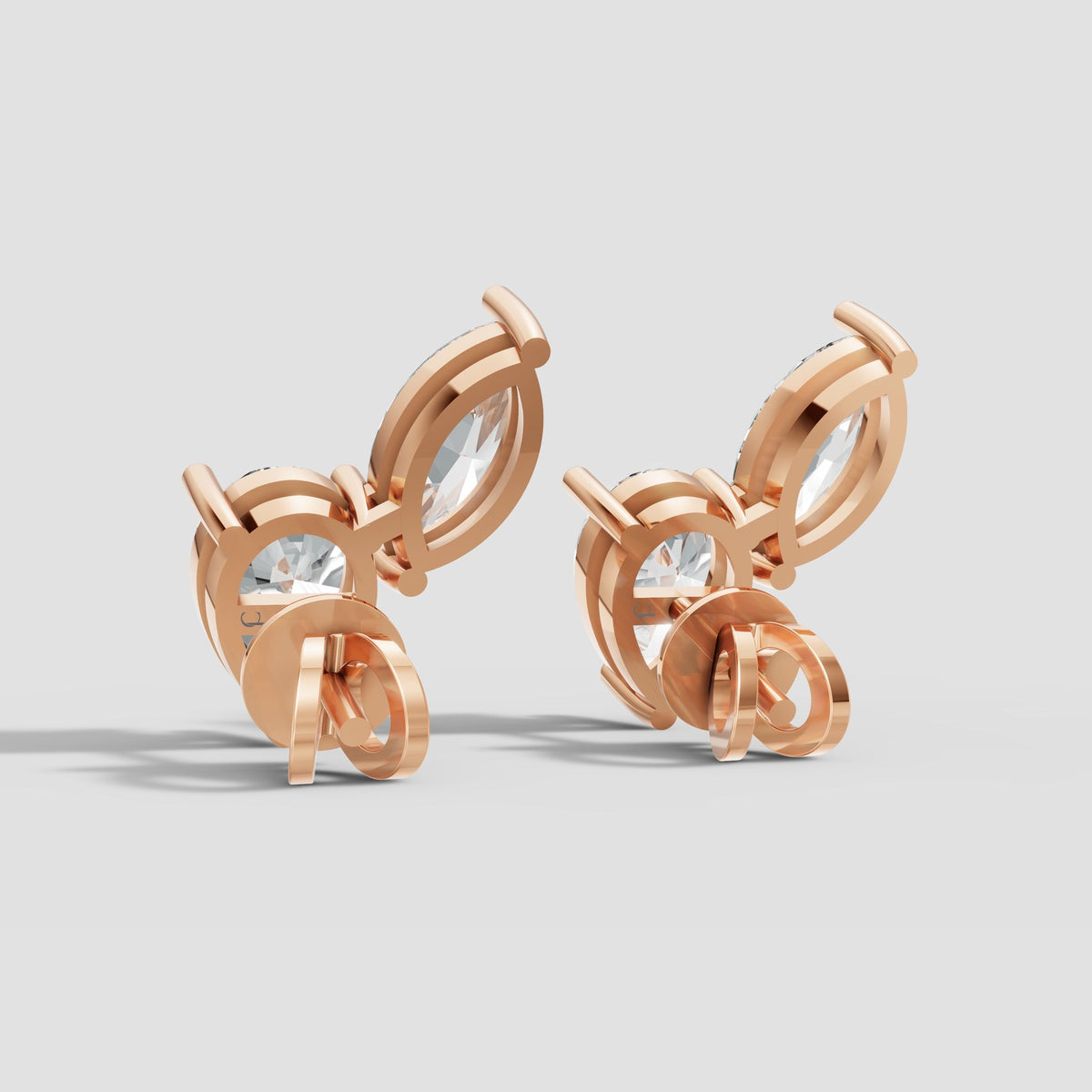 Duo Marquise and Pear Studs in Rose Gold