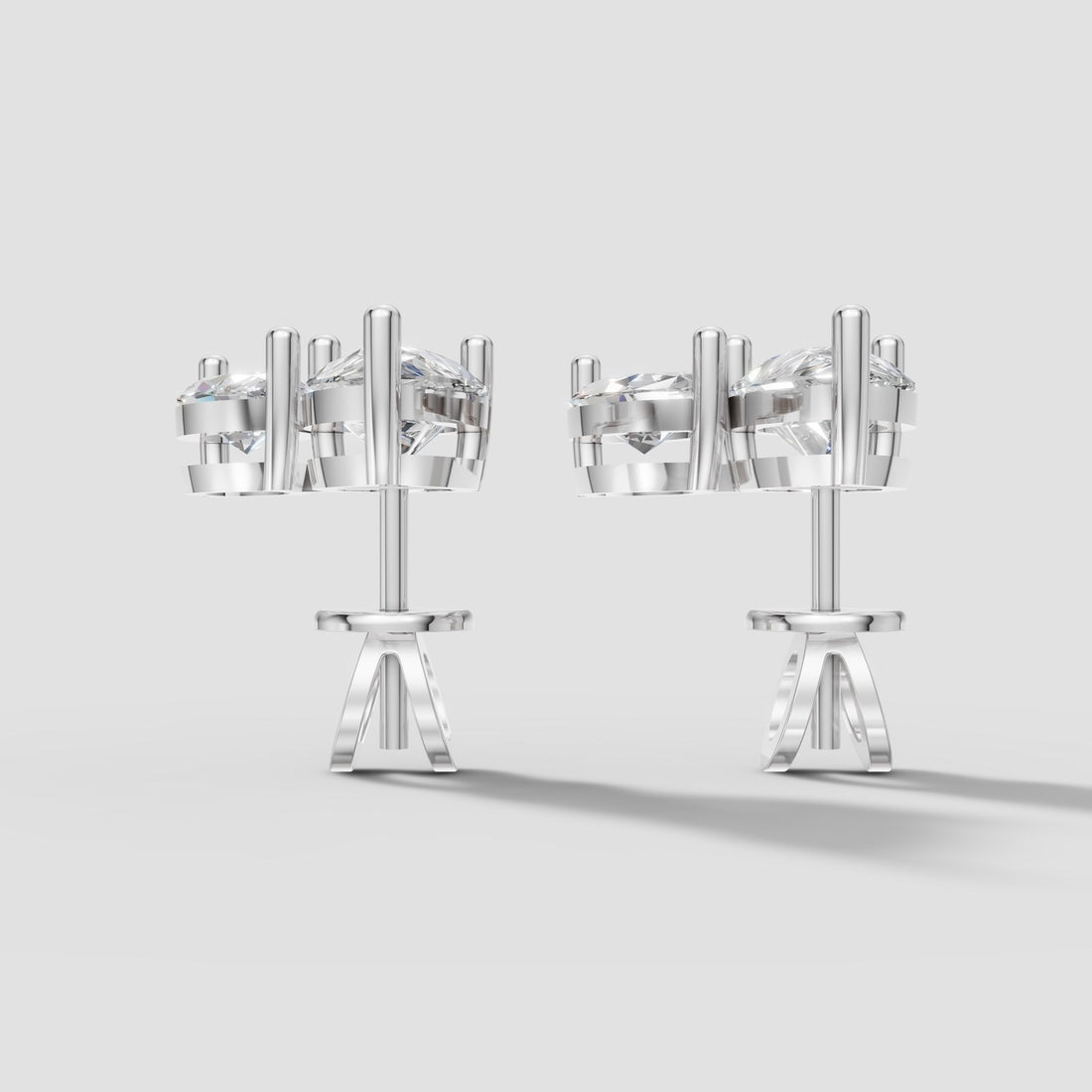 Duo Marquise and Pear Studs in White Gold