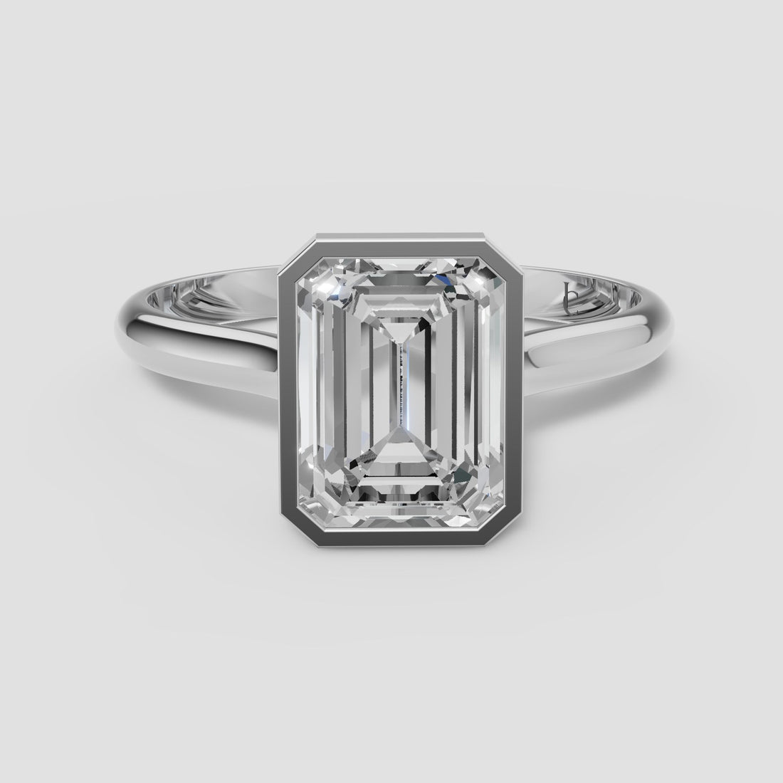 Edith Emerald Bezel in White Gold