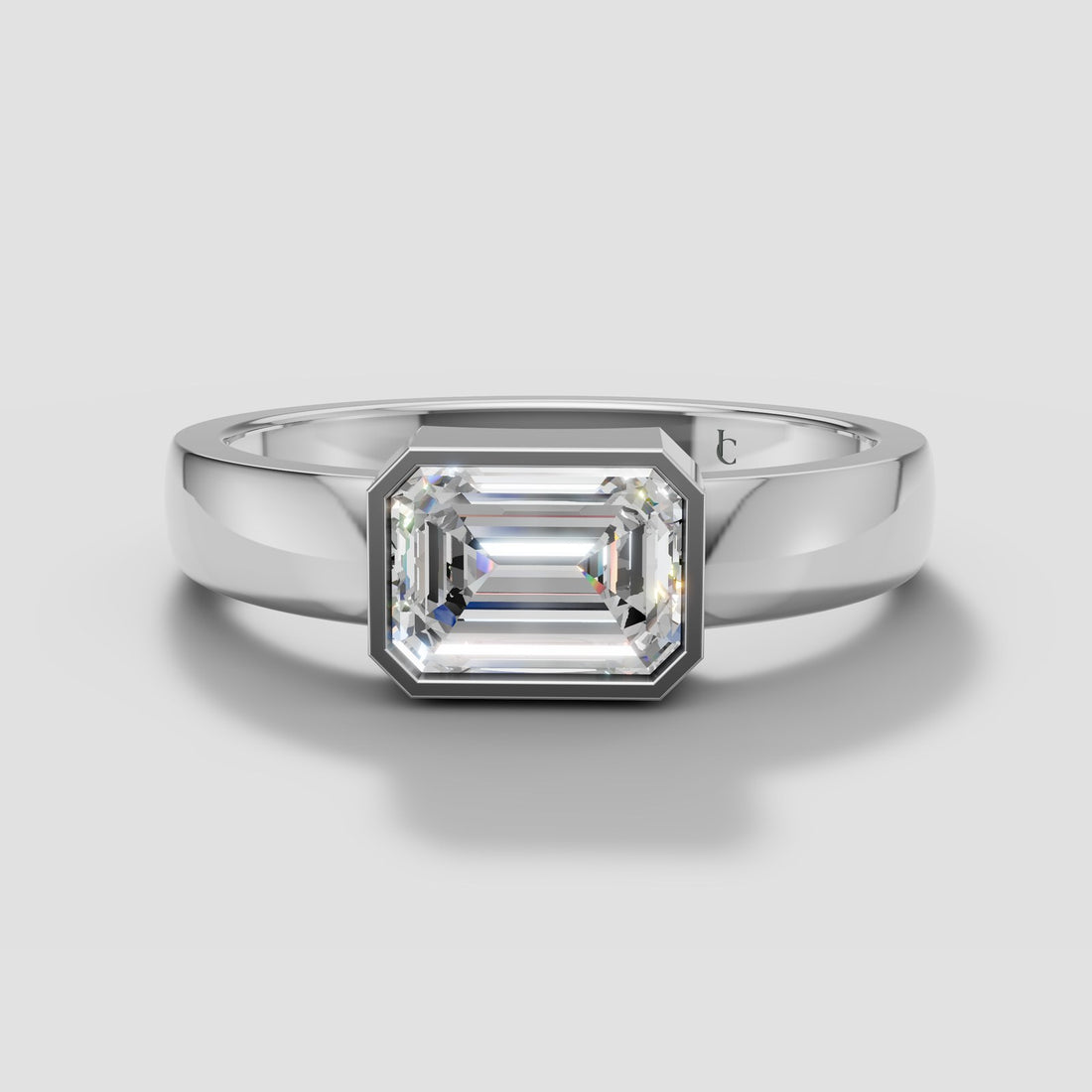 Ellis Emerald Bar Ring in White Gold