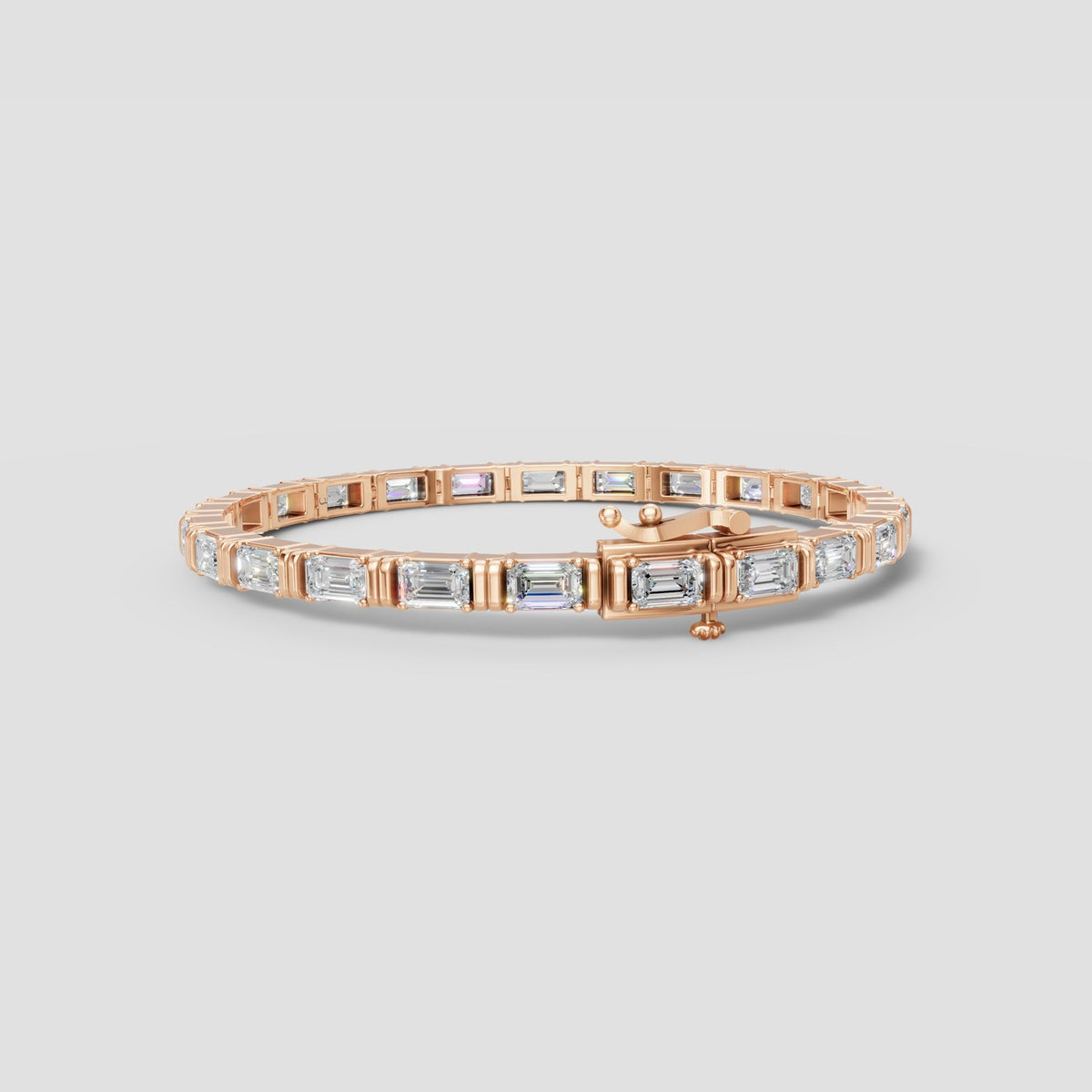 Emerald Cut Tennis Bracelet in Rose Gold