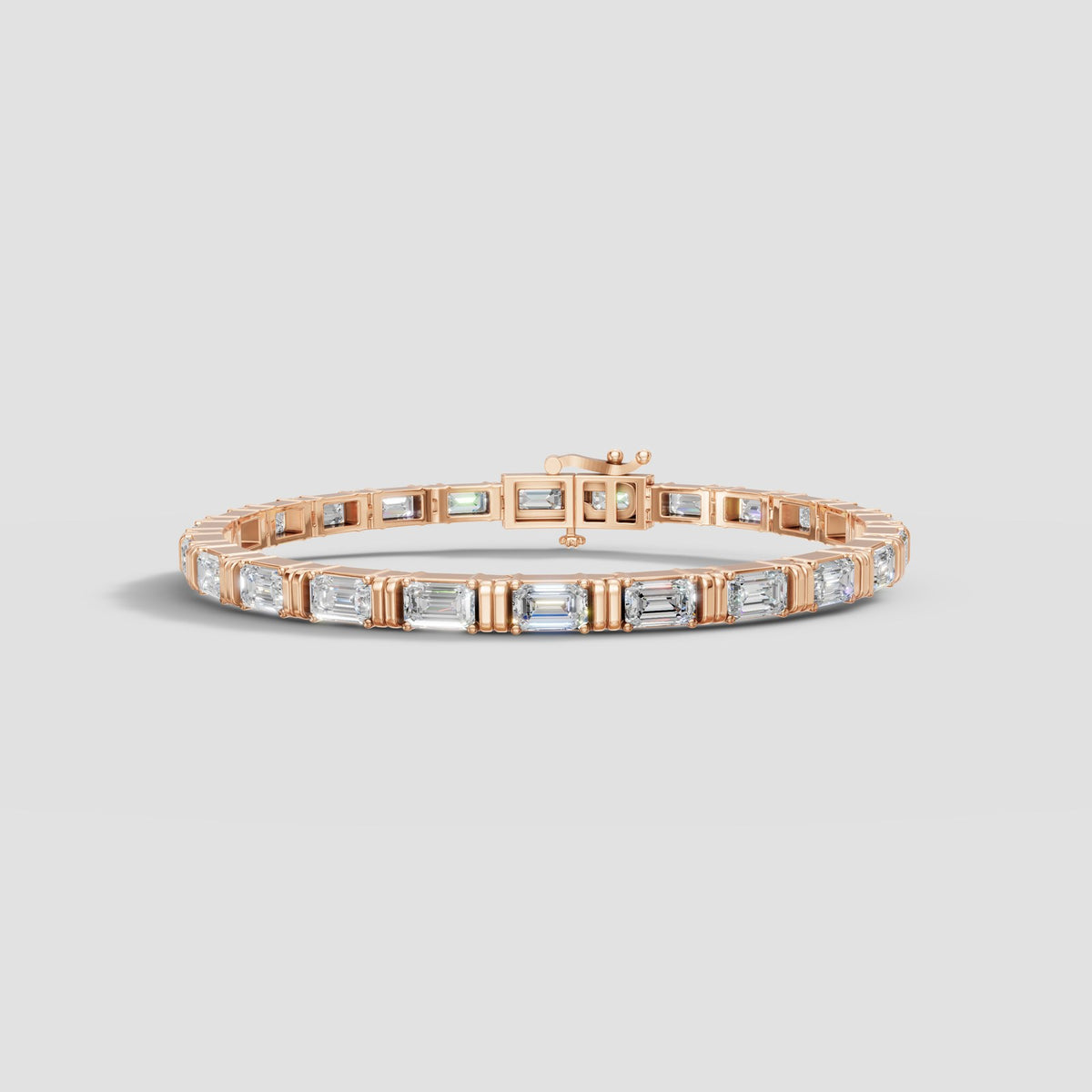 Emerald Cut Tennis Bracelet in Rose Gold