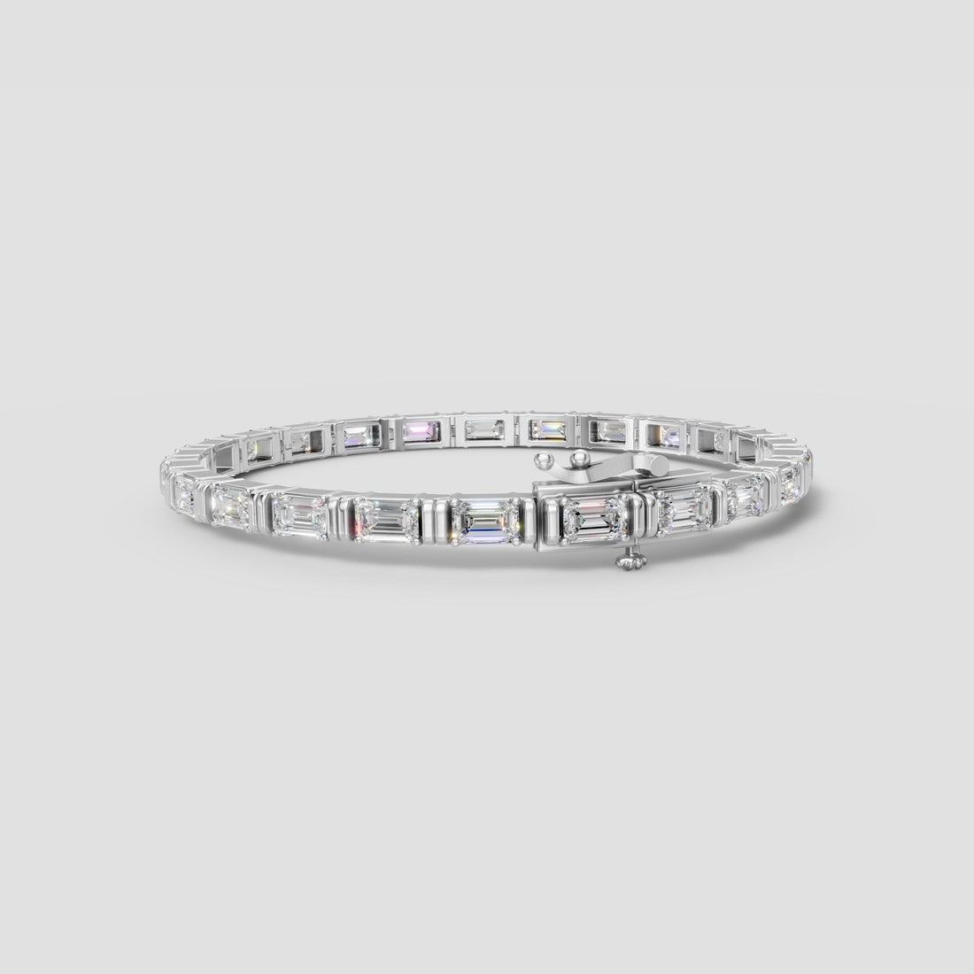 Emerald Cut Tennis Bracelet in White Gold