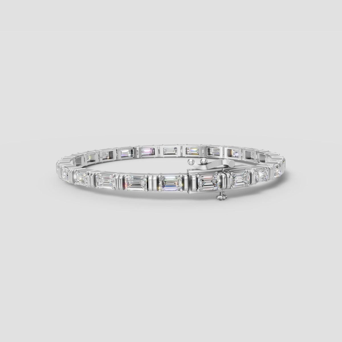 Emerald Cut Tennis Bracelet in White Gold