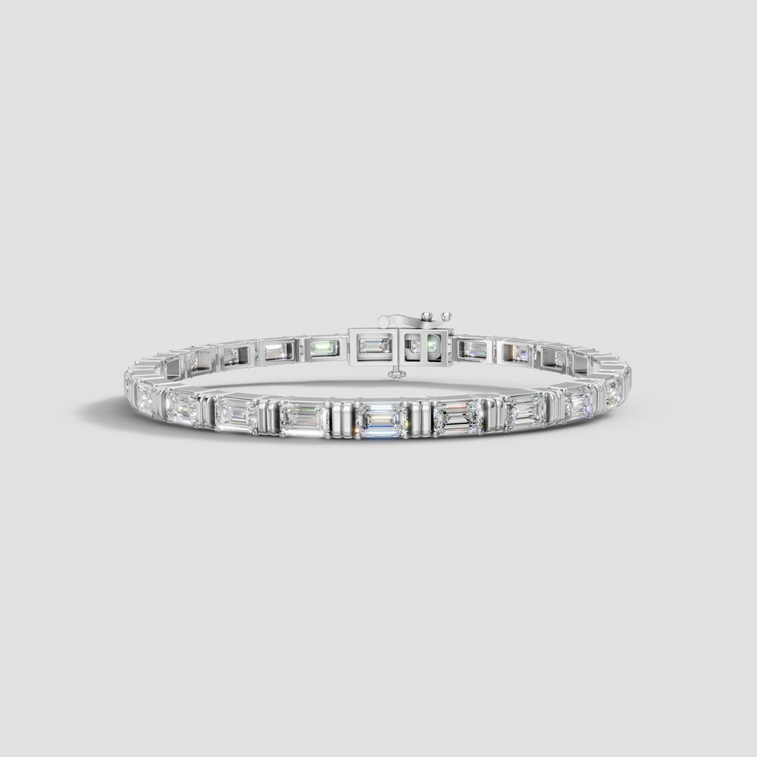 Emerald Cut Tennis Bracelet in White Gold