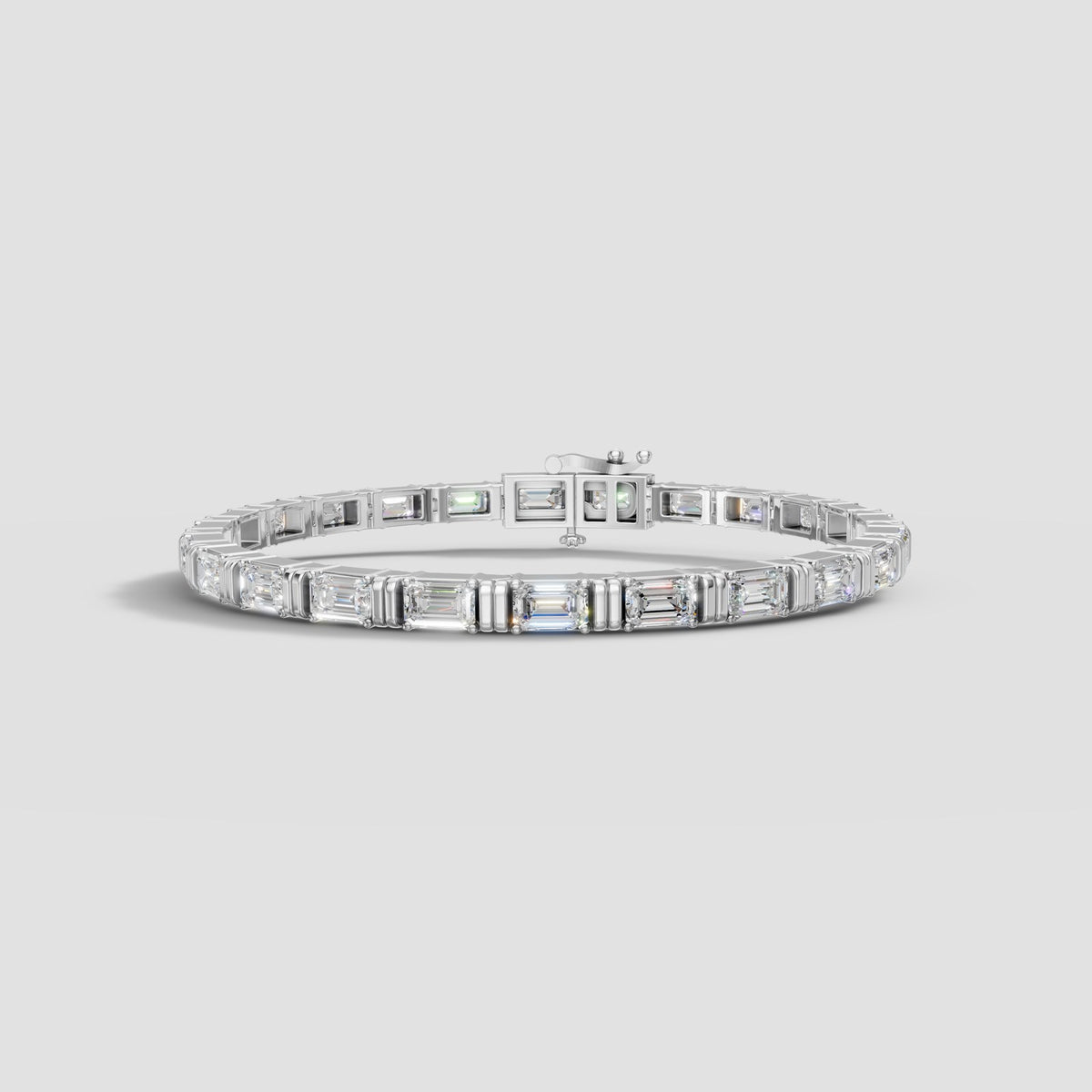 Emerald Cut Tennis Bracelet in White Gold