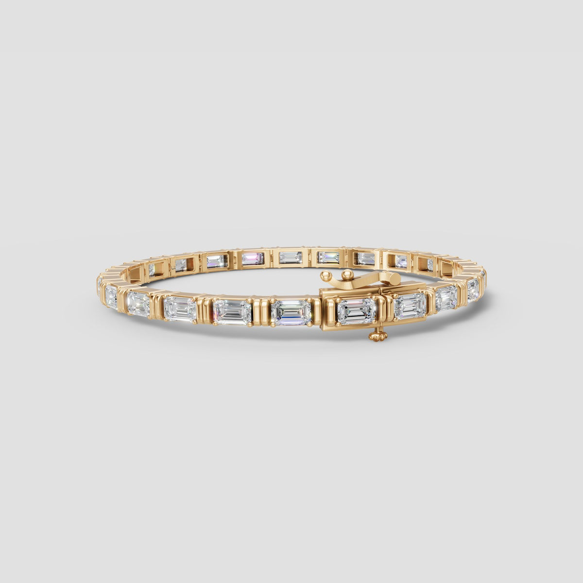 Emerald Cut Tennis Bracelet in Yellow Gold