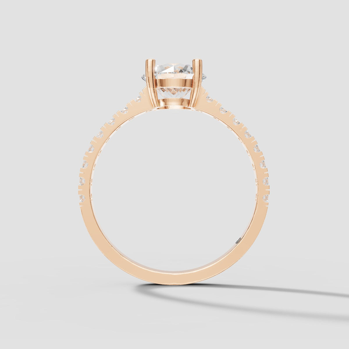 Esme Round Pave Solitaire in Rose Gold