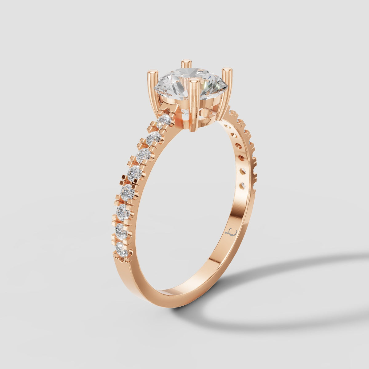 Esme Round Pave Solitaire in Rose Gold