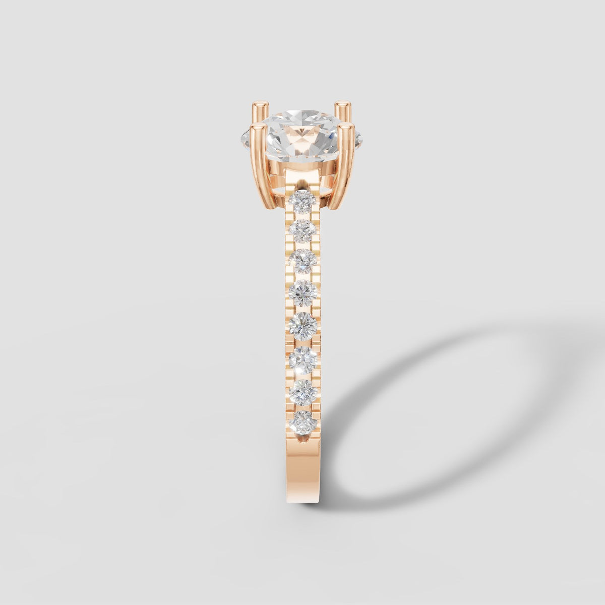 Esme Round Pave Solitaire in Rose Gold
