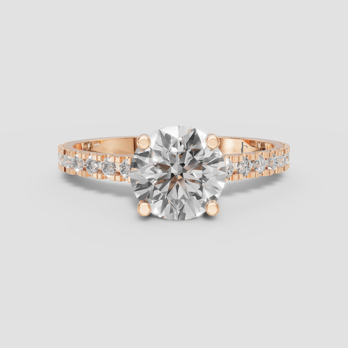 Esme Round Pave Solitaire in Rose Gold