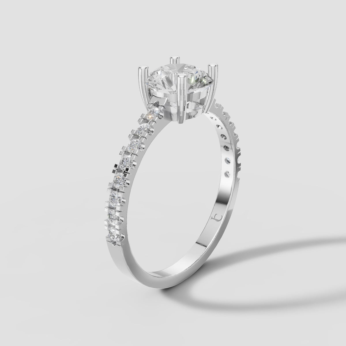 Esme Round Pave Solitaire in White Gold