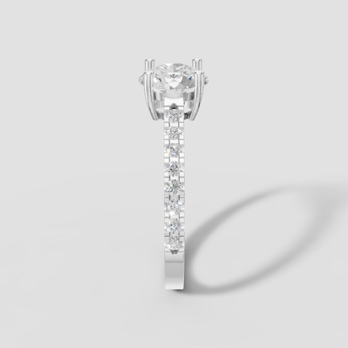 Esme Round Pave Solitaire in White Gold