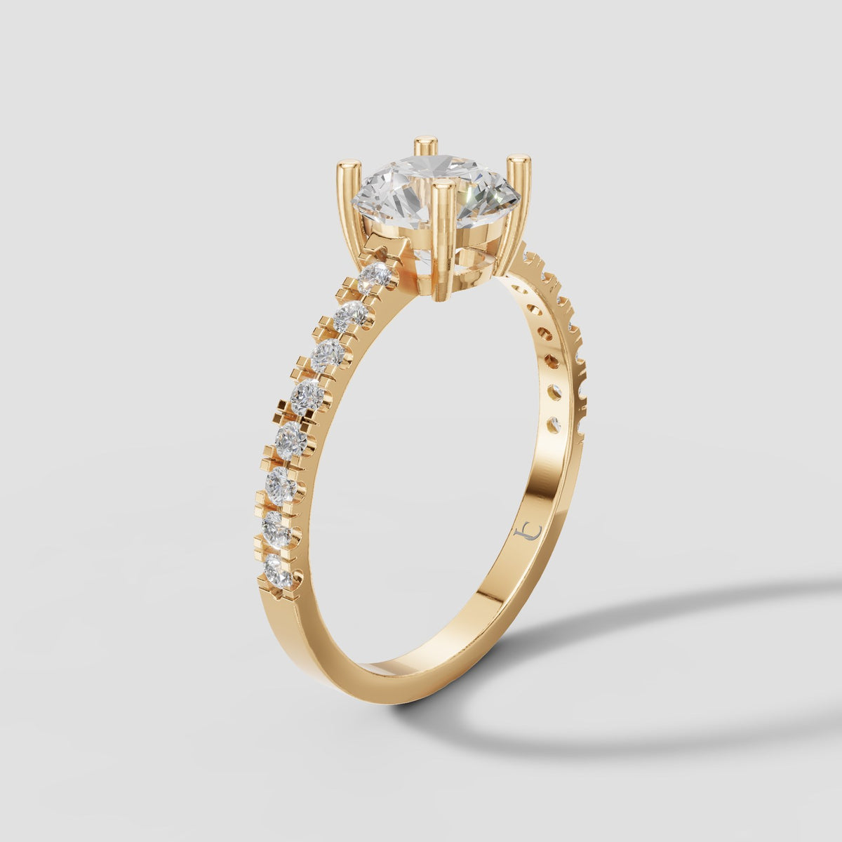Esme Round Pave Solitaire in Yellow Gold