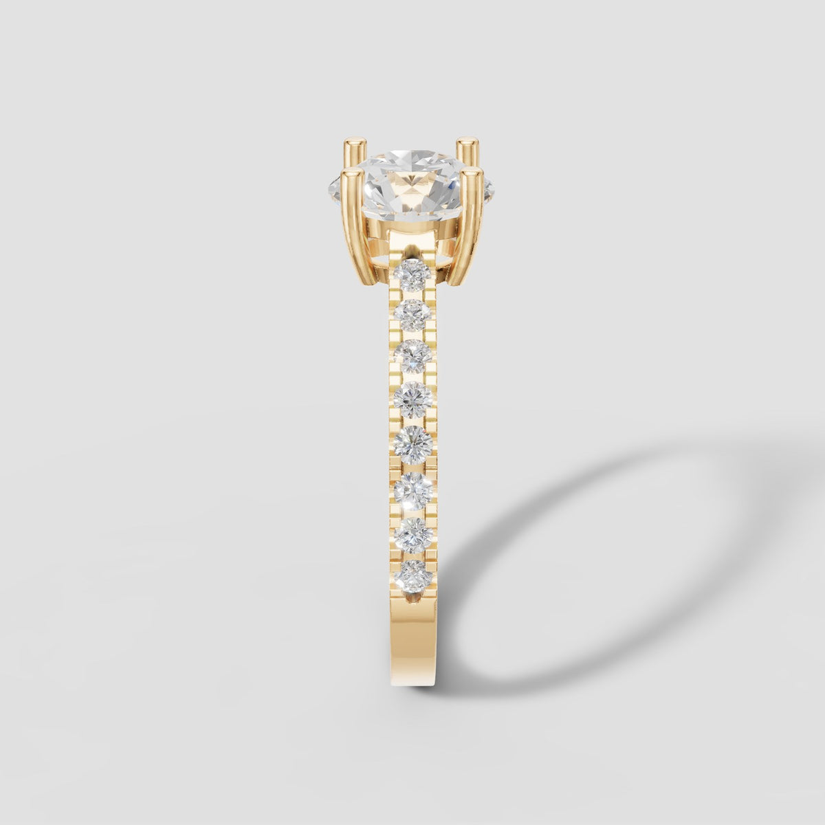 Esme Round Pave Solitaire in Yellow Gold