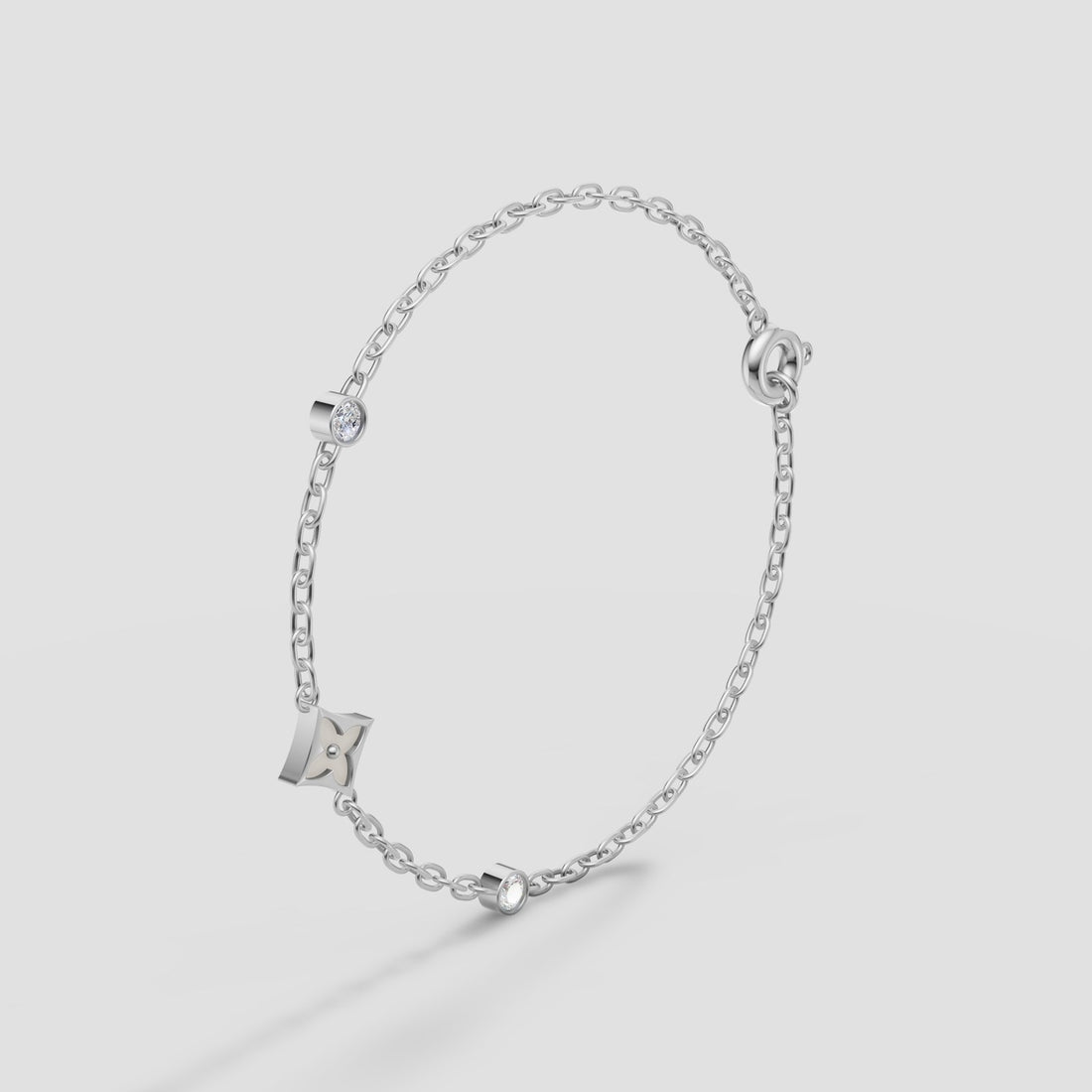 Etoile Station Chain Bracelet in White Gold
