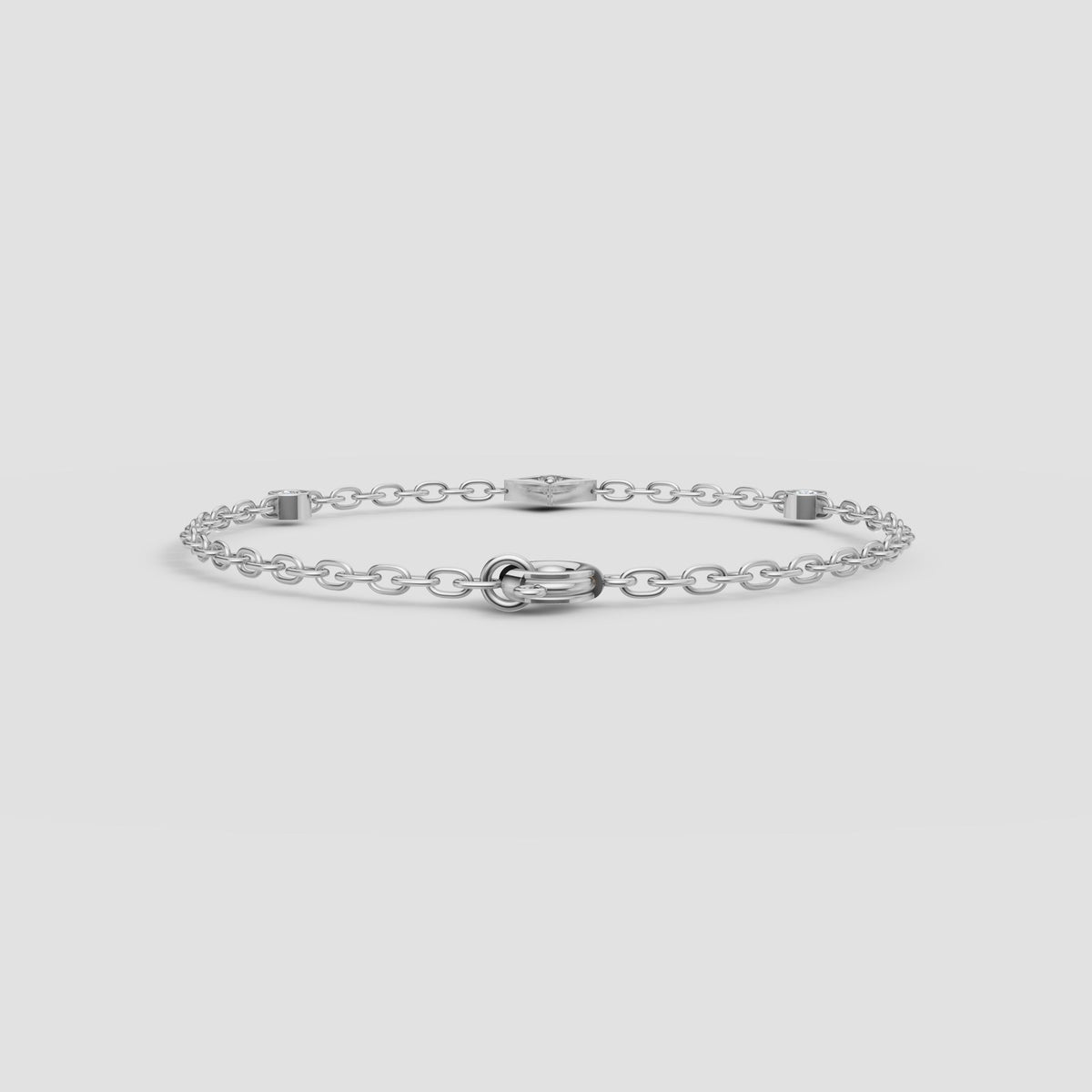 Etoile Station Chain Bracelet in White Gold