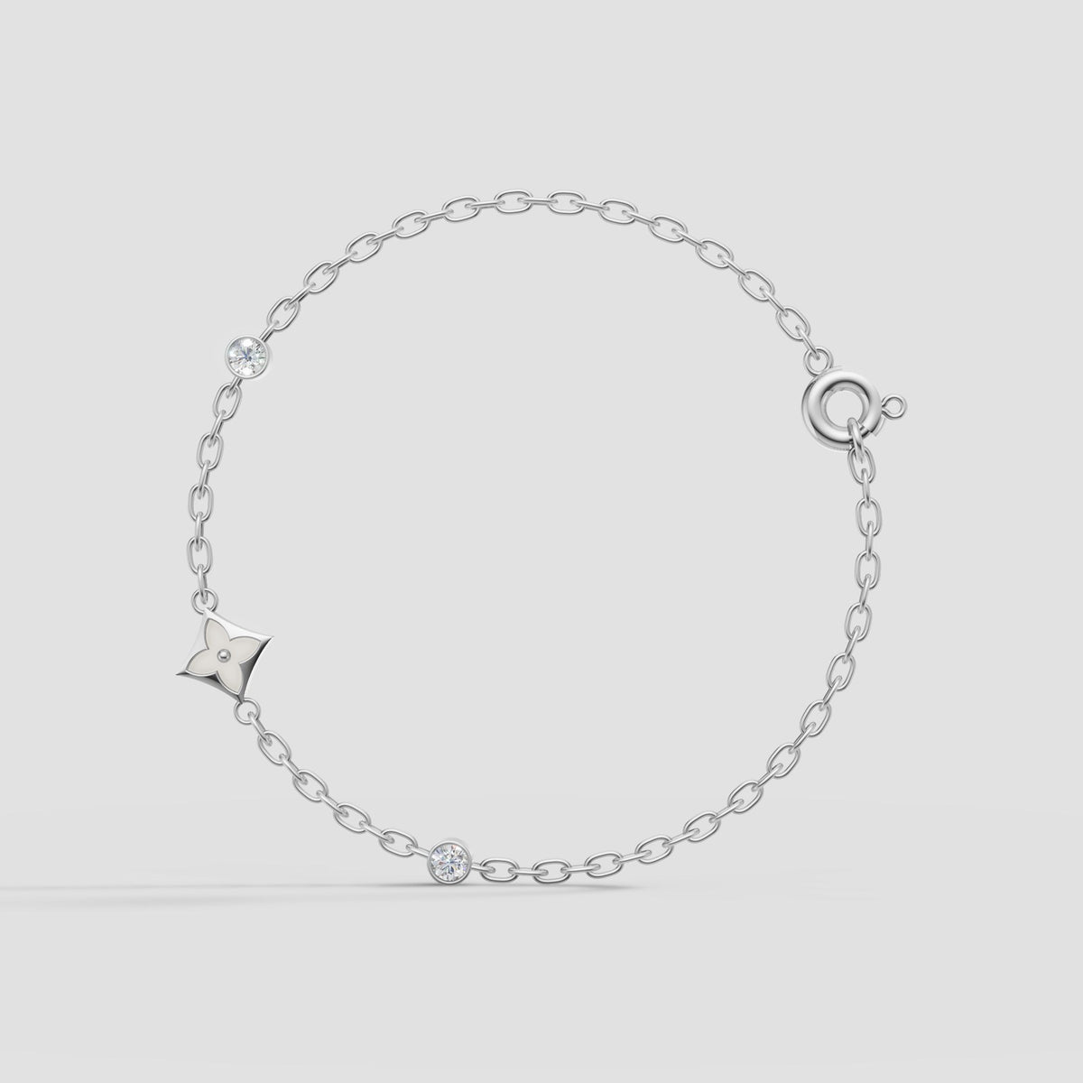 Etoile Station Chain Bracelet in White Gold
