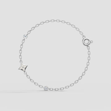 Etoile Station Chain Bracelet in White Gold