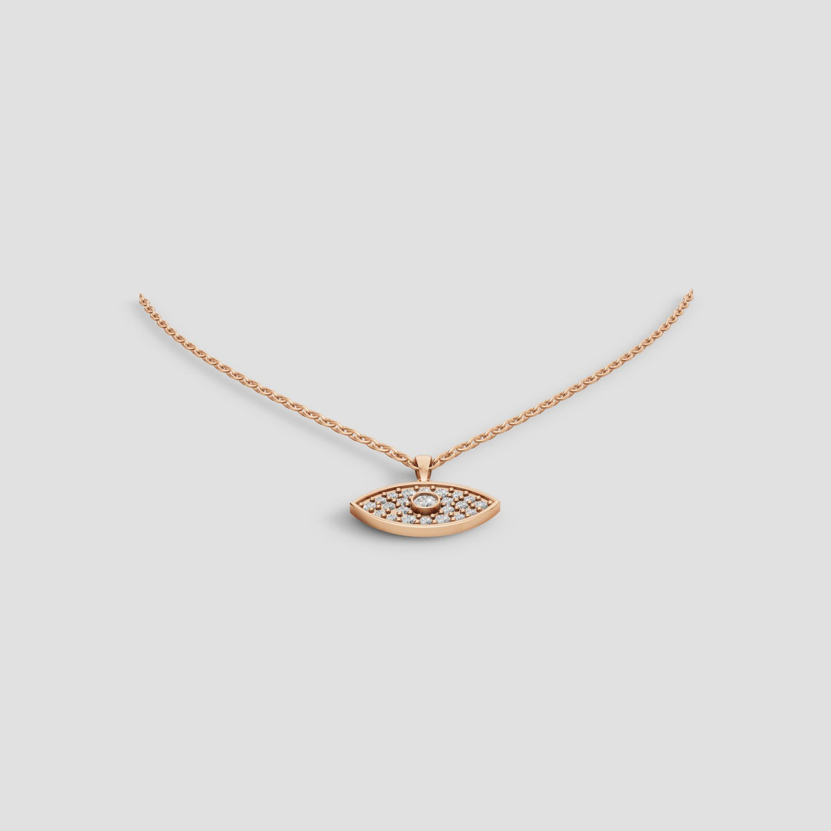 Evil Eye Pave Pendant in Rose Gold