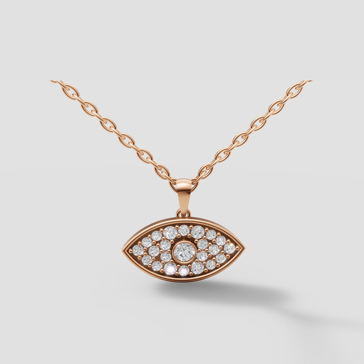Evil Eye Pave Pendant in Rose Gold