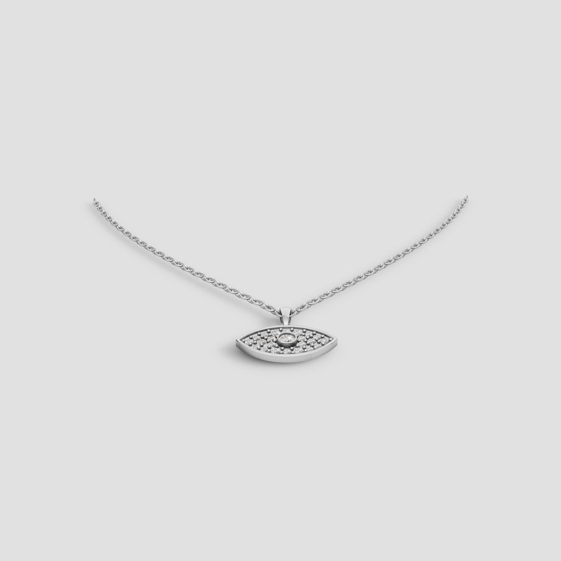 Evil Eye Pave Pendant in White Gold