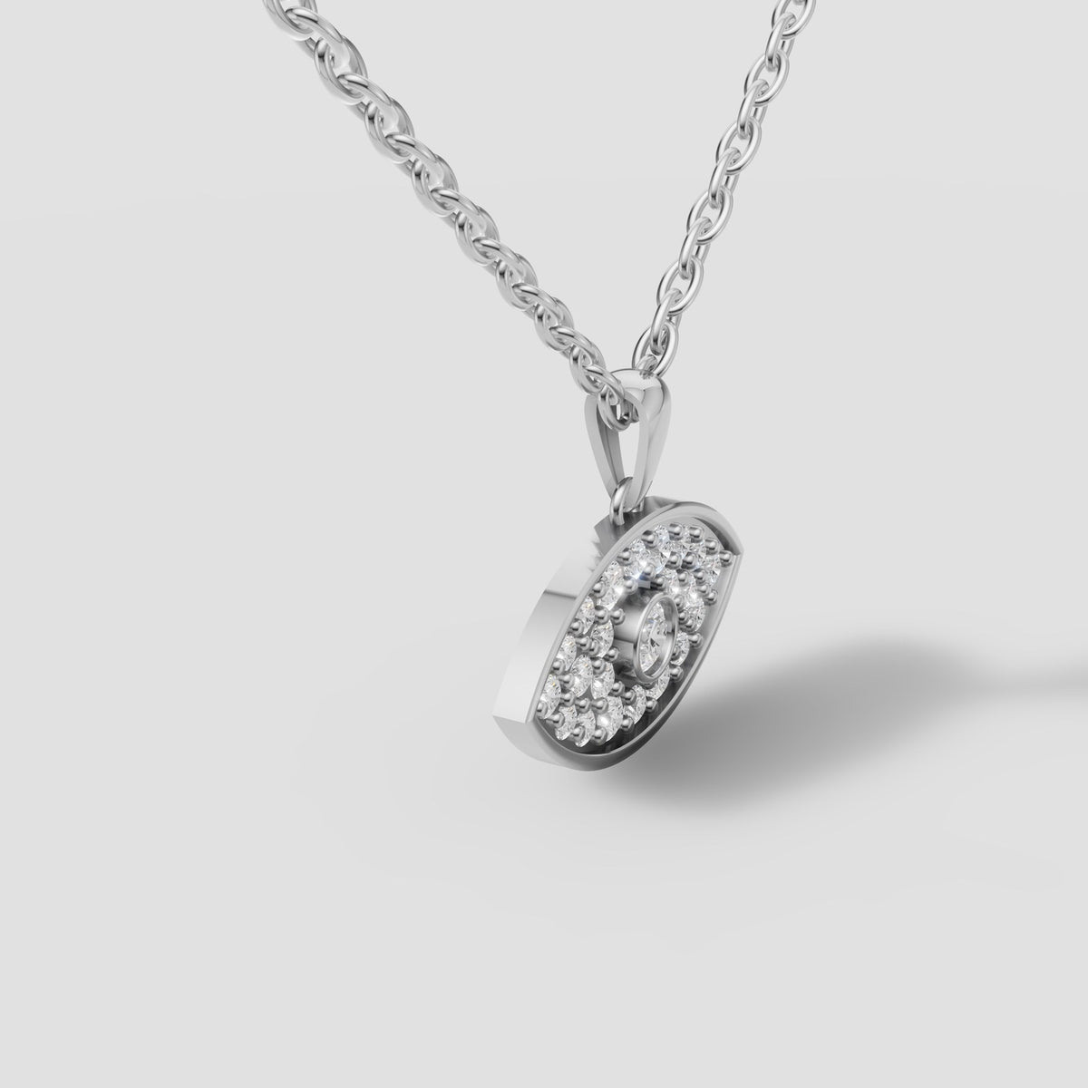 Evil Eye Pave Pendant in White Gold