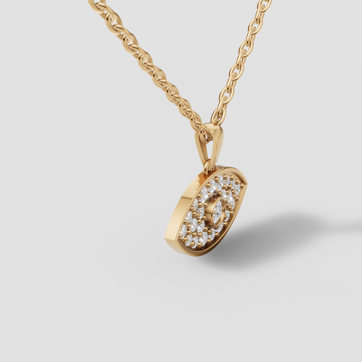 Evil Eye Pave Pendant in Yellow Gold