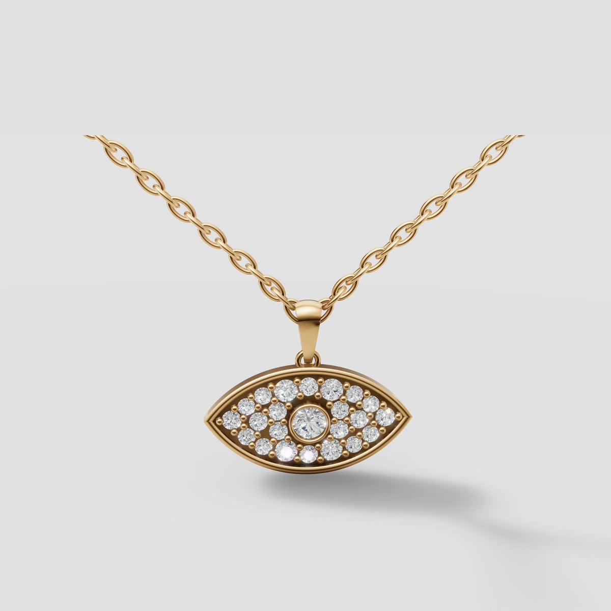 Evil Eye Pave Pendant in Yellow Gold