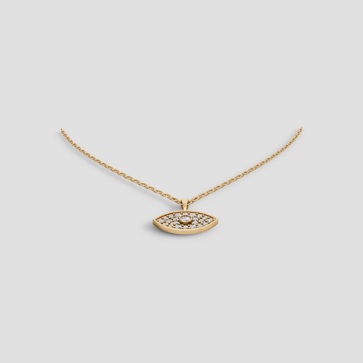 Evil Eye Pave Pendant in Yellow Gold