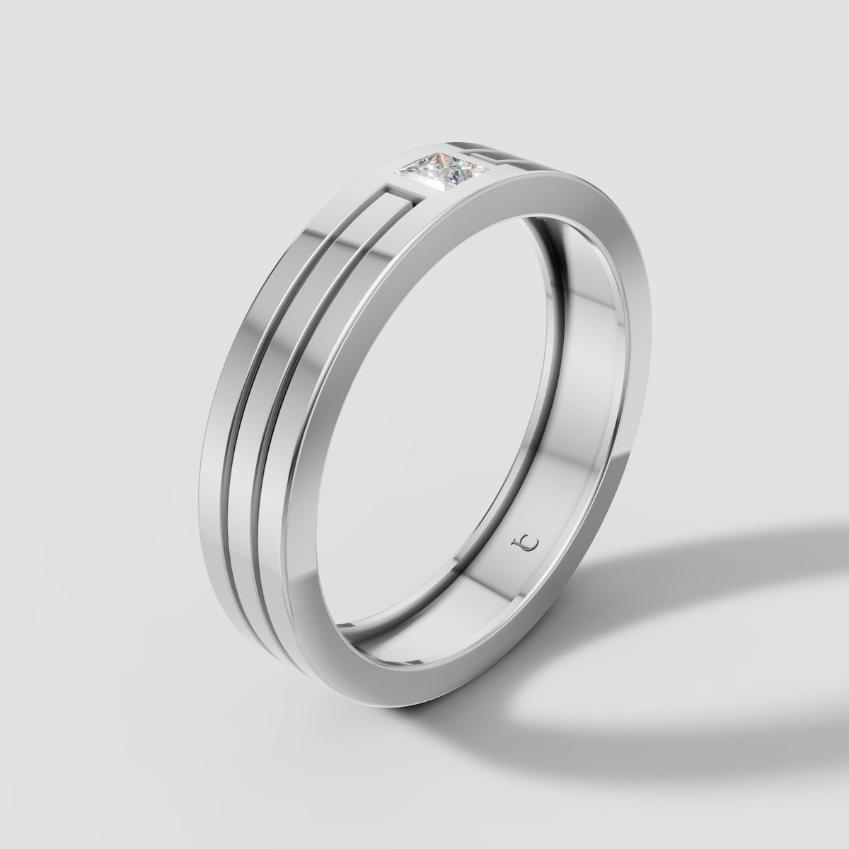 Felix Grooved Princess Band in White Gold