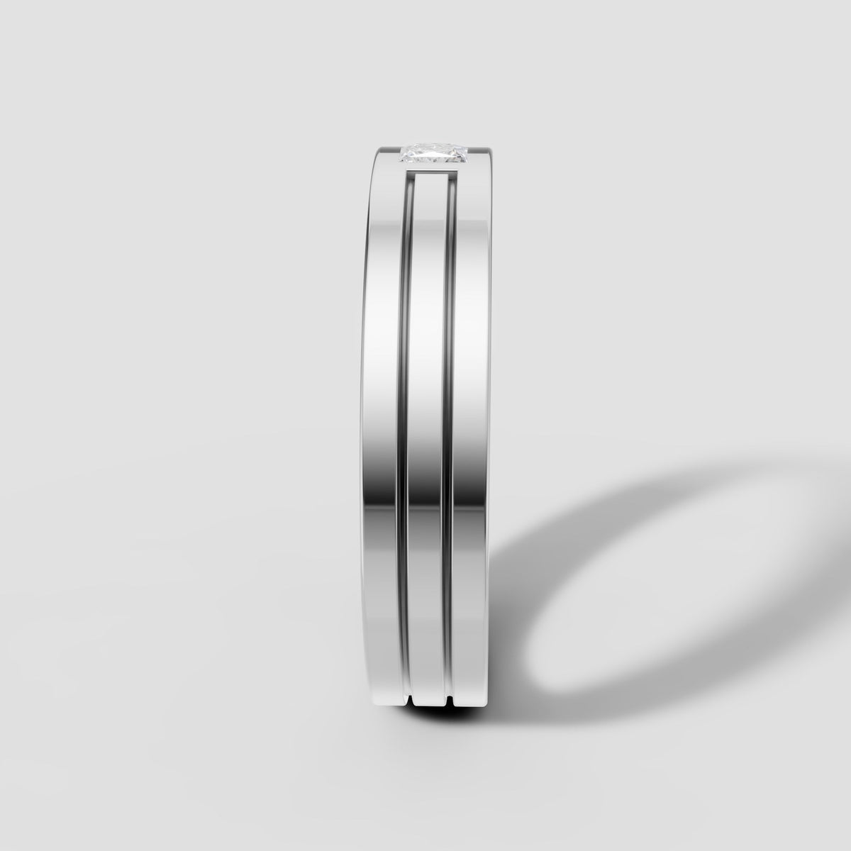 Felix Grooved Princess Band in White Gold