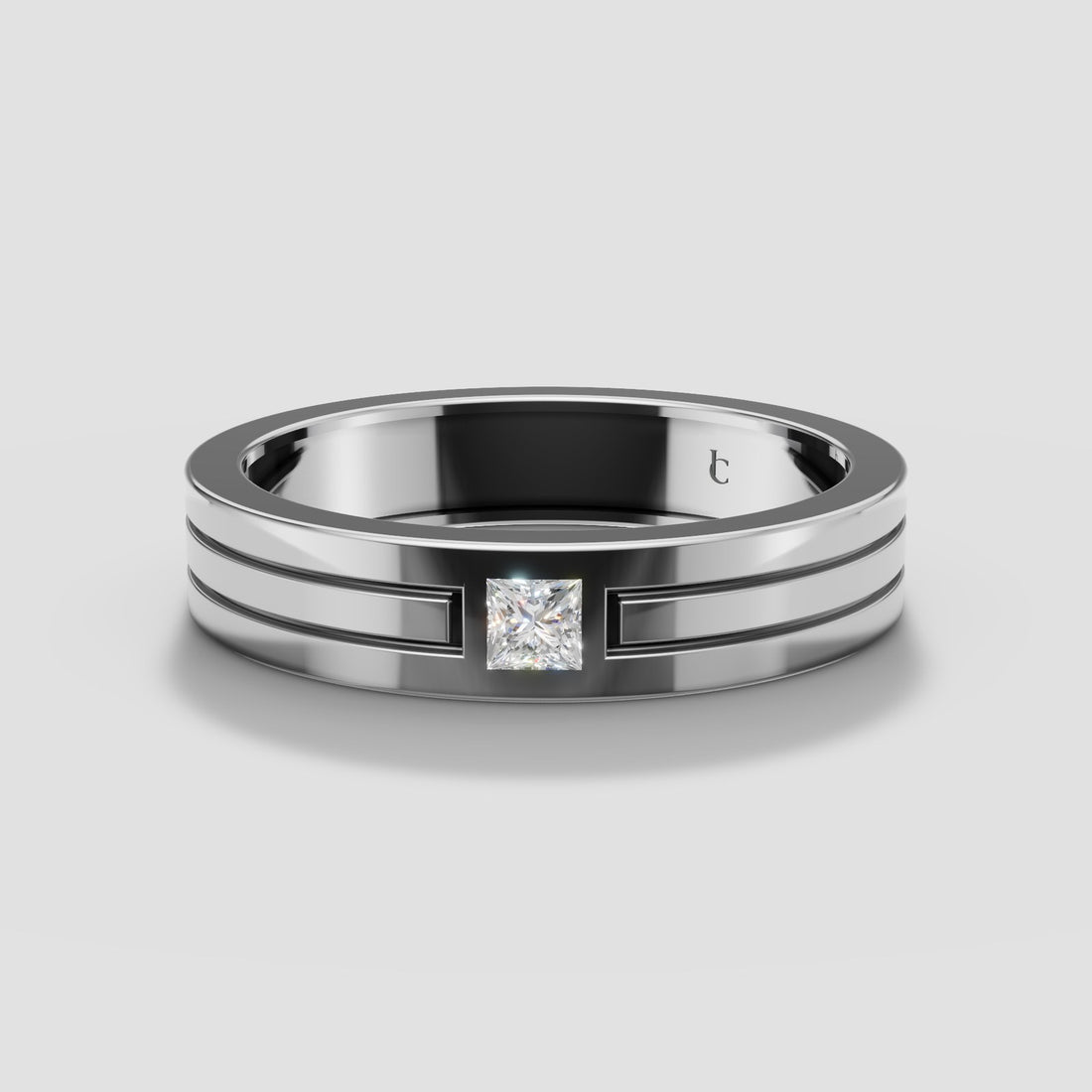 Felix Grooved Princess Band in White Gold