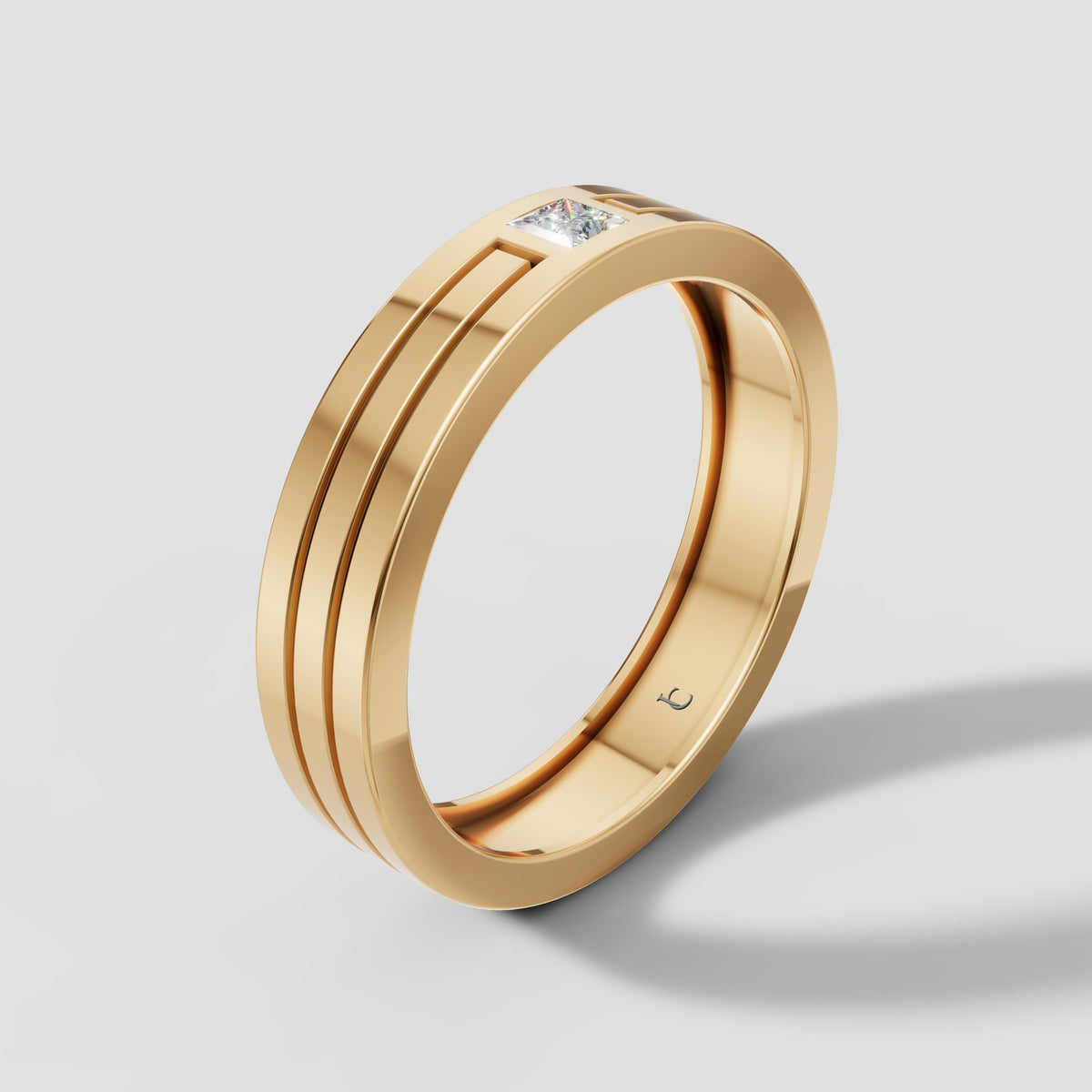 Felix Grooved Princess Band in Yellow Gold