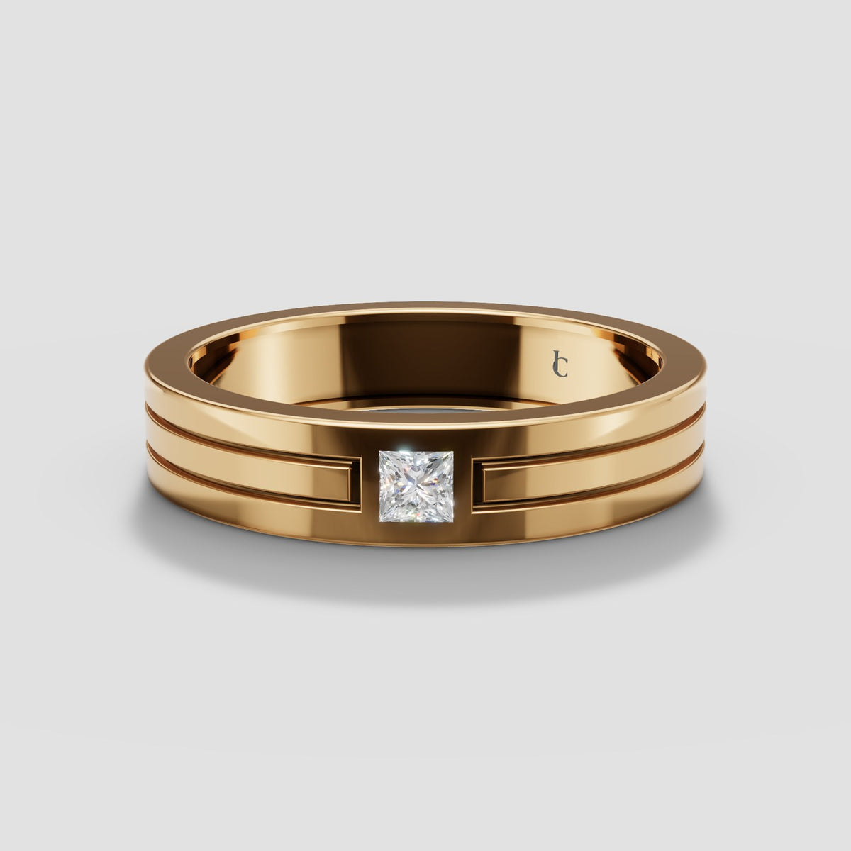 Felix Grooved Princess Band in Yellow Gold