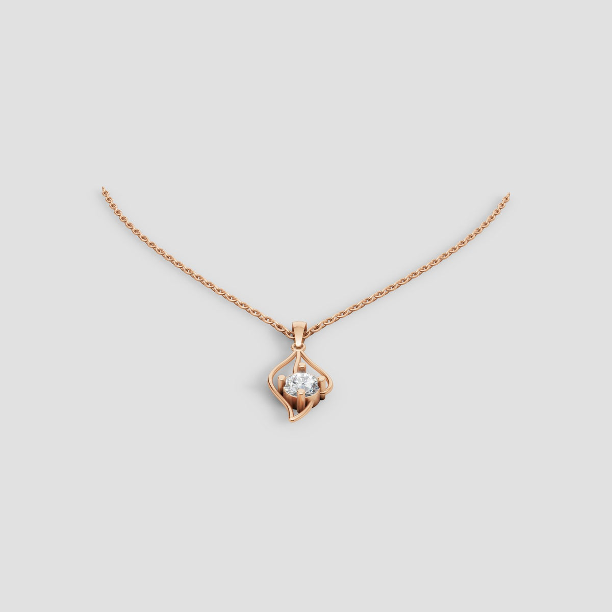 Flame Solitaire Pendant in Rose Gold
