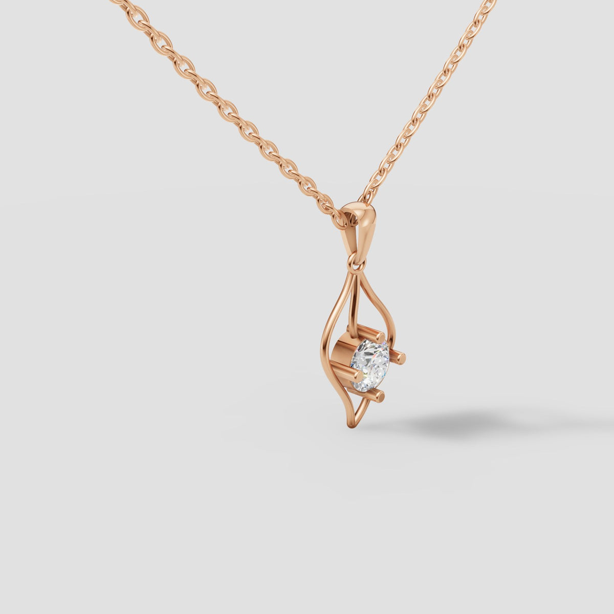 Flame Solitaire Pendant in Rose Gold